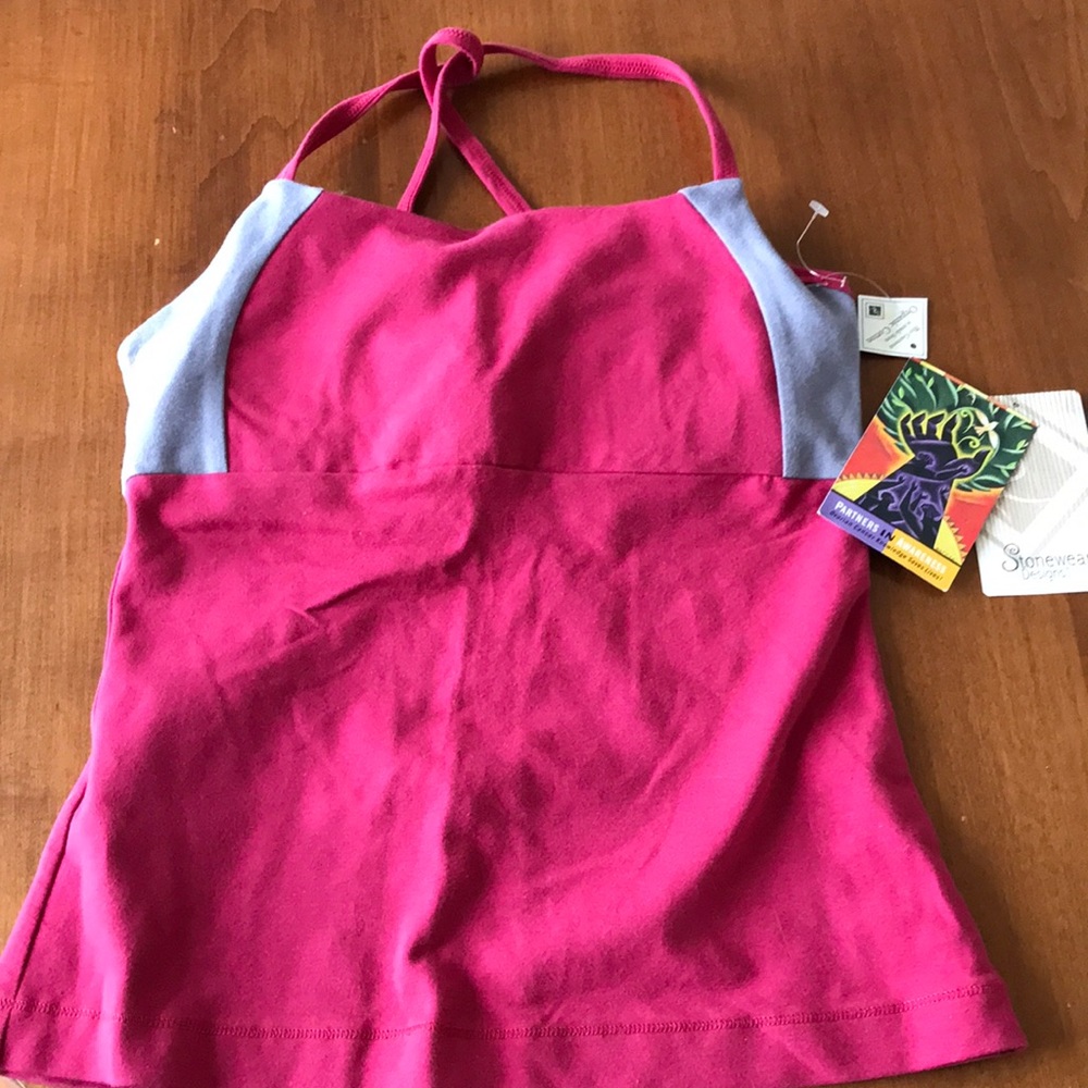 Stonewear Designs top XS with inset bra, 90% organic cotton 10% spandex. NWT.